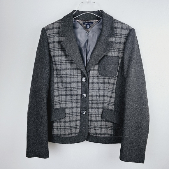 Tommy Hilfiger Gray Wool Blend Plaid Blazer, size XL - Picture 1 of 8